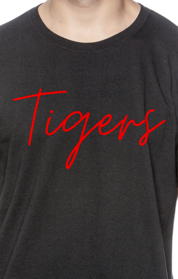 Tigers Cursive font in red