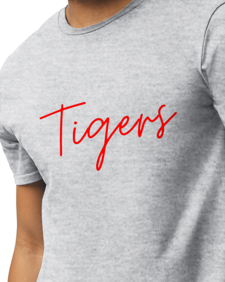 Tigers Cursive font in red
