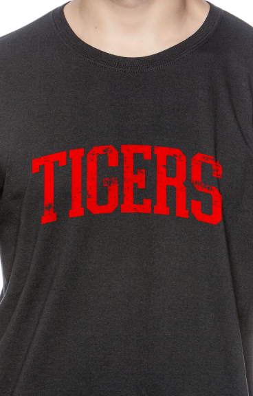 Tigers arched font red grunge