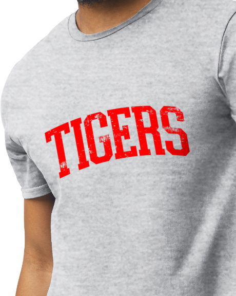 Tigers arched font red grunge