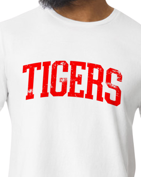 Tigers arched font red grunge