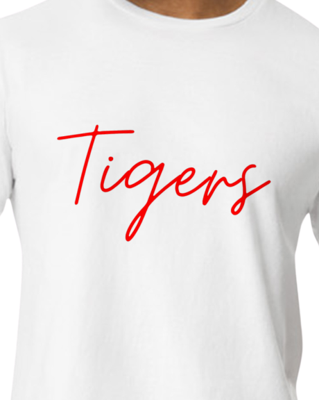 Tigers Cursive font in red
